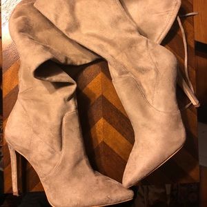 Jessica Simpson OTK Beige Suede Heeled Boots